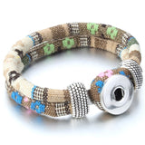 18mm Printed Rope or Plain Leather Snap Bracelet - 41 Options