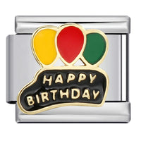 Stainless Steel Happy Birthday Balloons Italian Charm