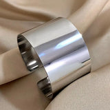 Stainless Steel Large Wide Cuff Bangle - 2 Colours