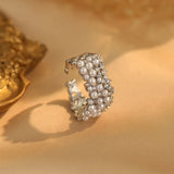 Fashion CZ Pearl Open Ring