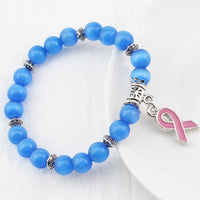 Fashion Natural Stone Pink Ribbon Bracelet - 6 Options