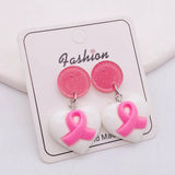 Fashion Pink Heart Ribbon Drop Earrings - 2 Options