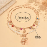 Fashion 2pc Gold Coloured Chunky Flower Sea Themed Necklace
