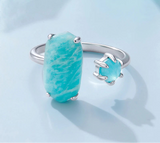Fashion Amazonite Aquamarine Open Ring