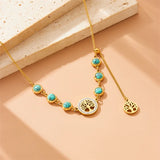 Stainless Steel Gold-plated Turquoise Tree of Life Necklace