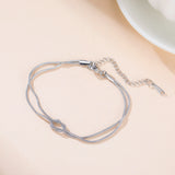 Stainless Steel Love Knot Double Snake Chain Bracelet - 2 Colours