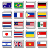 Stainless Steel World National Flag Italian Charm - 18 Options