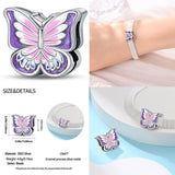 925 Sterling Silver Pinks/Purples Butterfly Slider Charm