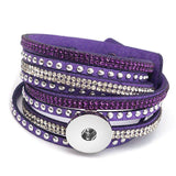 Fashion Multi-layer Wide Cuff Pu Leather 18mm Snap Bracelet - 26 Options