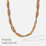 Stainless Steel Tri-colour Twisted Snake Chain Bracelet/Necklace/Set