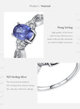 925 Sterling Silver Vintage Style CZ Tanzanite Colour Ring