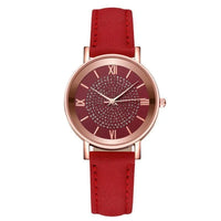 Rhinestone Detail Leather Watch - 8 Colours