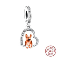 925 Silver Love You Forever Dog Hanging Charm - 33 Options