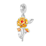 925 Sterling Silver Flower Hanging Charm - 17 Options