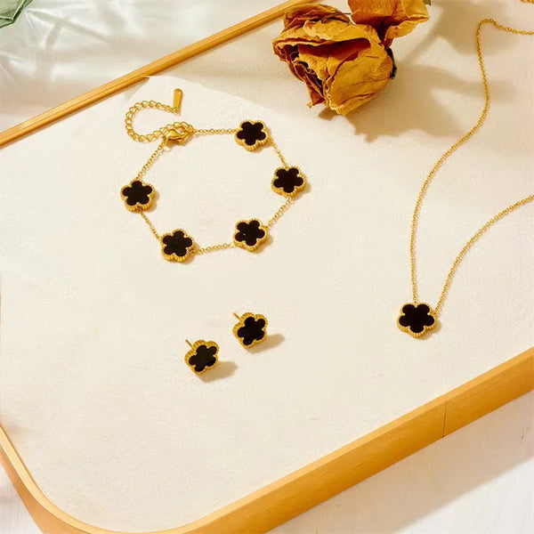 Stainless Steel Flower/Five Leaf 3 piece Set - 4 Colours