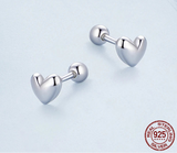 925 Sterling Silver Mini Heart Stud Earrings - 2 Colours