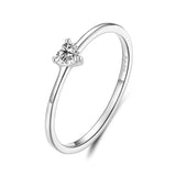 925 Sterling Silver Dainty Solitaire Heart Ring