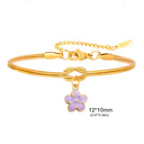 Stainless Steel Flower Knot Double Snake Chain Bracelet - 10 Options