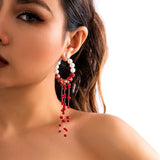 Multilayer Red Imitation Pearl Bracelet/Earrings