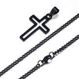 Stainless Steel Hollow Cross Necklace - 4 Lengths - 4 Chain Types - 3 Colours