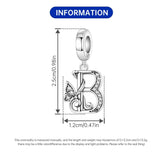 925 Sterling Silver CZ Butterfly/Letter Hanging Charm
