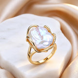 Fashion Natural Freshwater Baroque Pearl Adjustable Ring - 4 Options