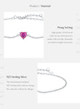 925 Sterling Silver Rose Red Zirconia Heart Bracelet - 2 Options