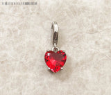 925 Sterling Silver Red Heart Hanging Charm - 2 Options