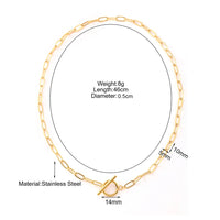 Stainless Steel Oval Link T Bar Necklace - 2 Colours