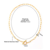 Stainless Steel Oval Link T Bar Necklace - 2 Colours