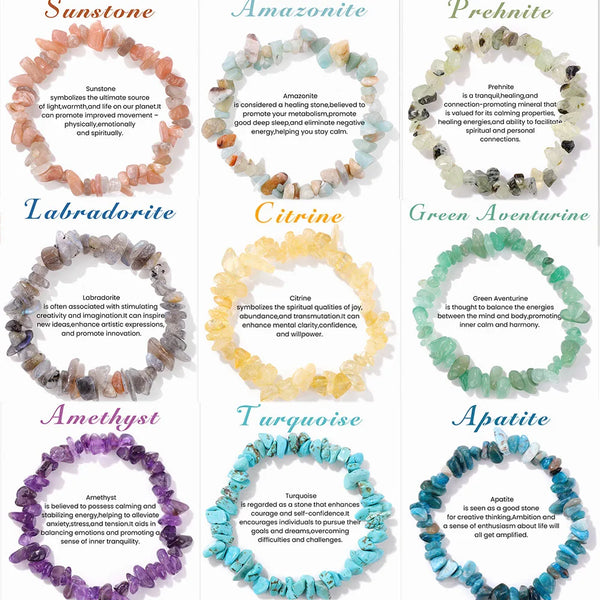 Irregular Chip Stone Bracelet With Card - 21 Options