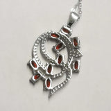 925 Sterling Silver Flourish Garnet Necklace