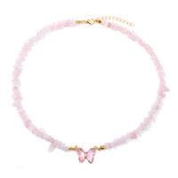 Butterfly Crystal and Stone Chip Necklace - 12 Colours