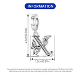 925 Sterling Silver CZ Butterfly/Letter Hanging Charm