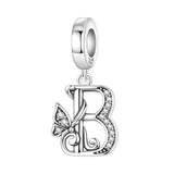 925 Sterling Silver CZ Butterfly/Letter Hanging Charm