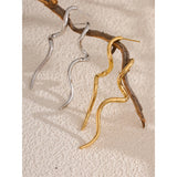 Stainless Steel Minimalist Flowing Geometric Long Earrings - 2 Colours