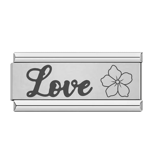 Stainless Steel Flower Love Italian Charm