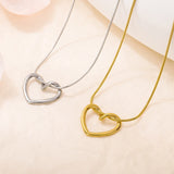 Stainless Steel Hollow Distorted Heart Earrings/Necklace Set