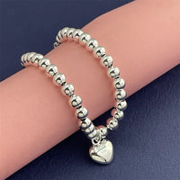 925 Sterling Silver Beaded Heart Bracelet