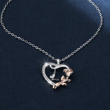 Fashion Rose Butterfly Heart Necklace