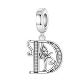 925 Sterling Silver CZ Butterfly/Letter Hanging Charm