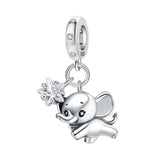 925 Sterling Silver Cute Elephant Hanging Charm
