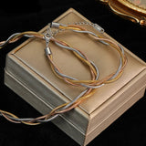 Stainless Steel Tri-colour Twisted Snake Chain Bracelet/Necklace/Set