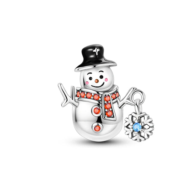 925 Sterling Silver Snowman with a Snowflake Charm