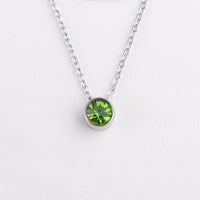 Stainless Steel Round Birthstone Pendant Necklace - 2 Colours - 12 Options