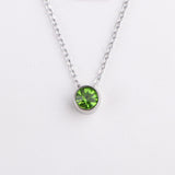 Stainless Steel Round Birthstone Pendant Necklace - 2 Colours - 12 Options