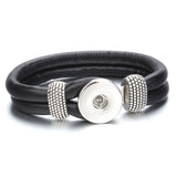 18mm Printed Rope or Plain Leather Snap Bracelet - 41 Options