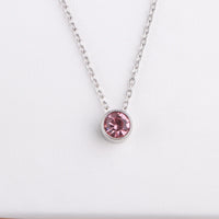 Stainless Steel Round Birthstone Pendant Necklace - 2 Colours - 12 Options