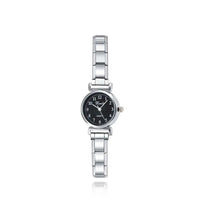 Stainless Steel White Black Round Italian Charm Watch - 2 Options
