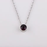 Stainless Steel Round Birthstone Pendant Necklace - 2 Colours - 12 Options